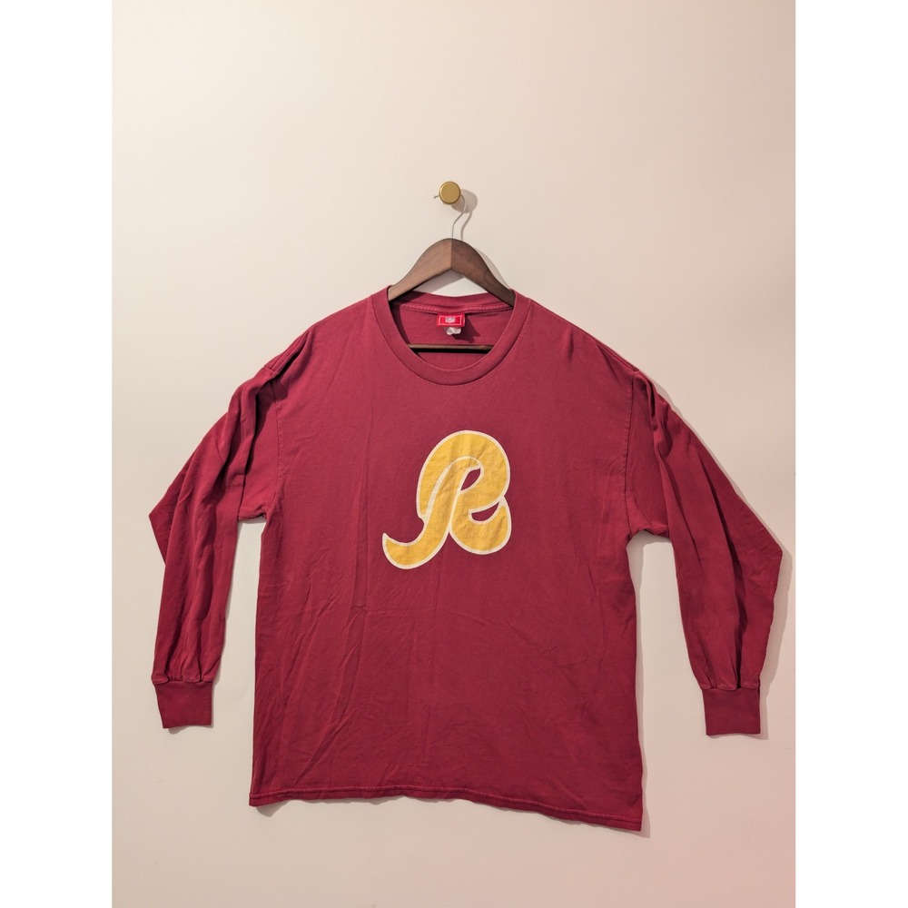 NFL Redskins Shirt Mens XL Red Excellent Long Sleeve R Logo Fight Song Vintage